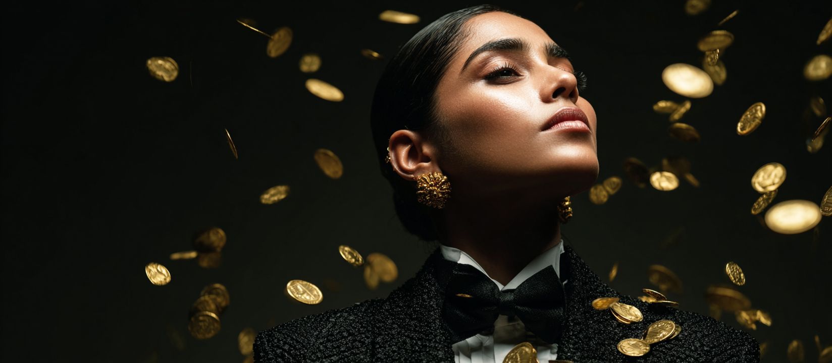 Elegant casino guest KU999 among gold coins